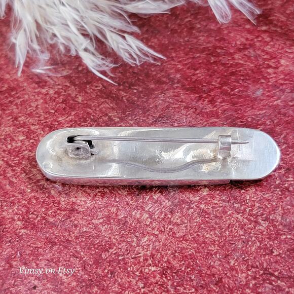 Vintage Sterling Silver Abalone Brooch, Art Deco Design - Picture 8 of 10